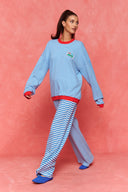 karavan loungewear planet fall winter 26' collection nariz sweater blue lines