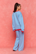 karavan loungewear planet fall winter 26' collection nariz sweater blue lines