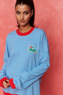 karavan loungewear planet fall winter 26' collection nariz sweater blue lines