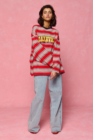 karavan clothing fashion spring summer 26 nai collection madeline longsleeve red bue stripes