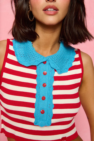 karavan clothing fashion spring summer 26 nai collection nellie knitted top red white
