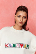 karavan fall winter 26' collection thalia knitted sweater white logo