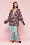 karavan loungewear planet fall winter 26' collection pinot cardigan burgundy checked