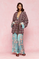 karavan loungewear planet fall winter 26' collection pinot cardigan burgundy checked