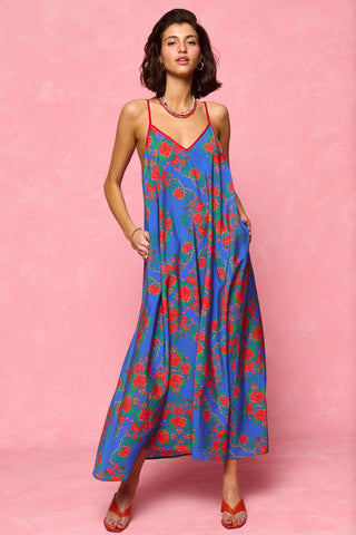karavan clothing fashion spring summer 26 nai collection tati dress blue triangle roses