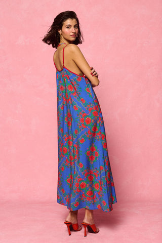 karavan clothing fashion spring summer 26 nai collection tati dress blue triangle roses