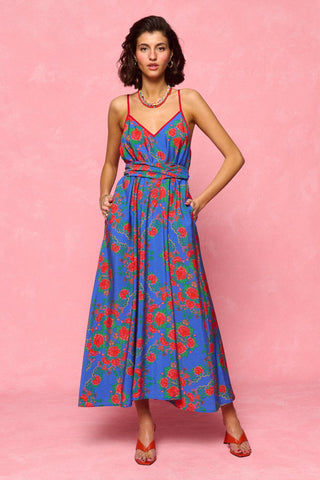 karavan clothing fashion spring summer 26 nai collection tati dress blue triangle roses