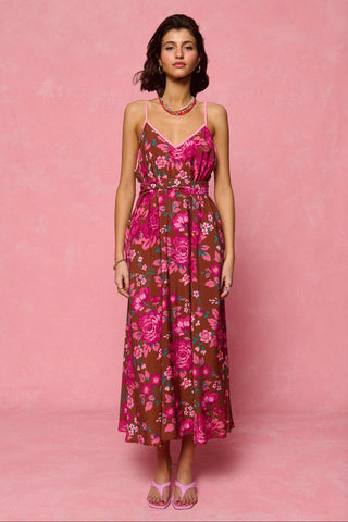 karavan clothing fashion spring summer 26 nai collection tati dress floral brown magenta