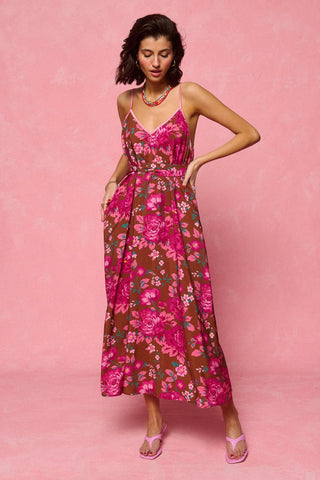 karavan clothing fashion spring summer 26 nai collection tati dress floral brown magenta