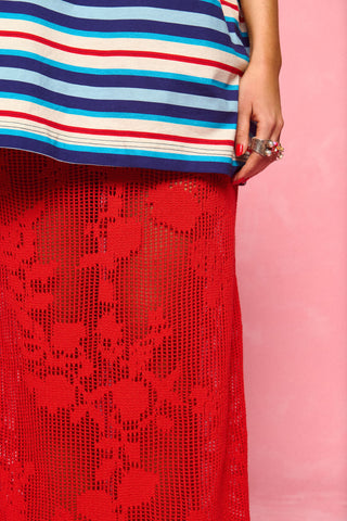 karavan clothing fashion spring summer 26 nai collection trudy knitted skirt red