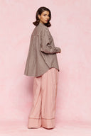 karavan loungewear planet fall winter 26' collection cuandro shirt brown checked