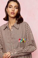 karavan loungewear planet fall winter 26' collection cuandro shirt brown checked