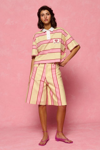 karavan clothing fashion spring summer 26 nai collection vanessa bermuda pink yellow stripes