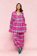 karavan loungewear planet fall winter 26' collection alexis shirt magenta checked