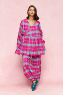 karavan loungewear planet fall winter 26' collection vanity pants magenta checked