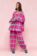 karavan loungewear planet fall winter 26' collection vanity pants magenta checked
