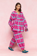 karavan loungewear planet fall winter 26' collection alexis shirt magenta checked