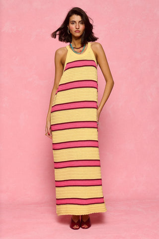 karavan clothing fashion spring summer 26 nai collection veronica knitted dress yellow pink