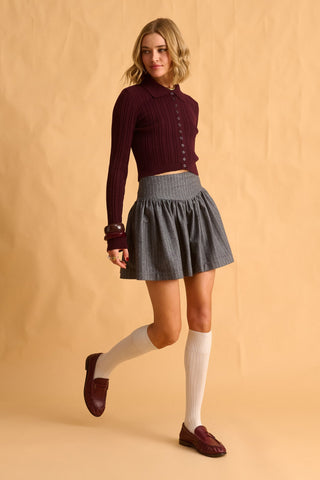 karavan clothing fashion fall winter 25 homecoming krvn collection yuna mini skirt grey