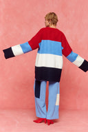 karavan fall winter 26' collection anastasia cardigan blue red white lines