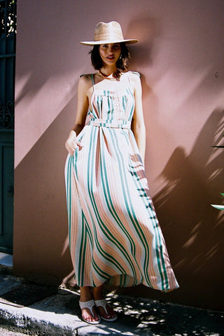 karavan clothing fashion spring summer 26 nai special issue collection nemie midi dress green orange stripes