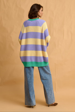 karavan clothing fashion fall winter 25 homecoming collection adeline pullover yellow lilac stripes