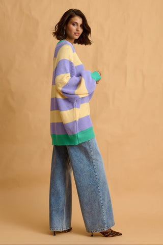 karavan clothing fashion fall winter 25 homecoming collection adeline pullover yellow lilac stripes