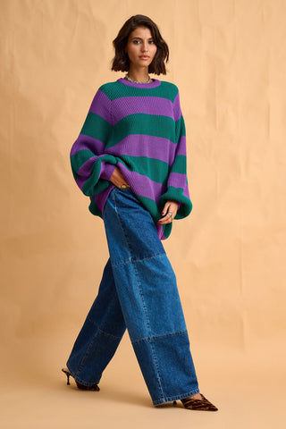 karavan clothing fashion fall winter 25 homecoming collection adeline pullover green purple stripes