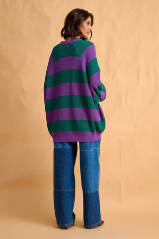 karavan clothing fashion fall winter 25 homecoming collection adeline pullover green purple stripes