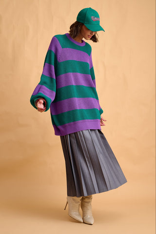 karavan clothing fashion fall winter 25 homecoming collection adeline pullover green purple stripes