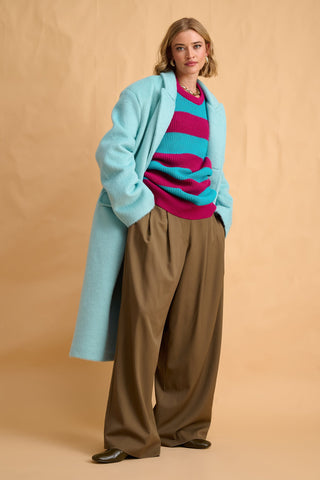 karavan clothing fashion fall winter 25 homecoming collection adeline pullover magenta turquoise stripes