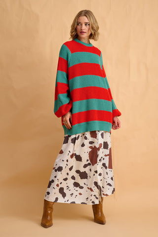 karavan clothing fashion fall winter 25 homecoming collection adeline pullover mint red stripes