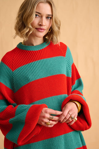 karavan clothing fashion fall winter 25 homecoming collection adeline pullover mint red stripes