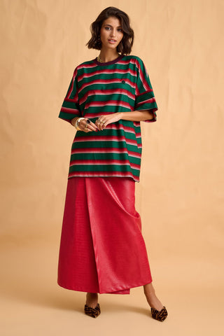 karavan clothing fashion fall winter 25 homecoming collection aggie tee green stripes