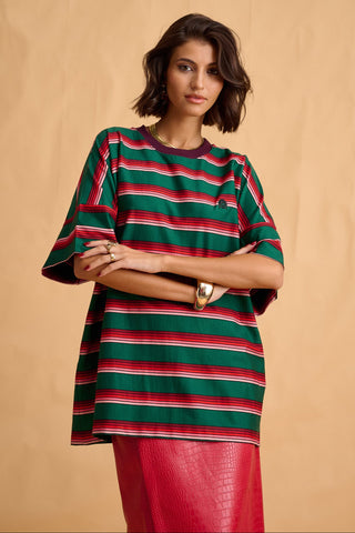 karavan clothing fashion fall winter 25 homecoming collection aggie tee green stripes
