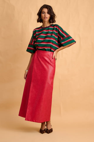 karavan clothing fashion fall winter 25 homecoming collection aggie tee green stripes