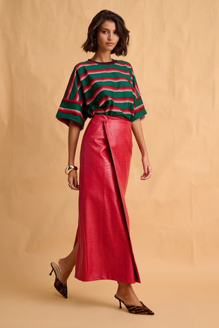 karavan clothing fashion fall winter 25 homecoming collection aggie tee green stripes