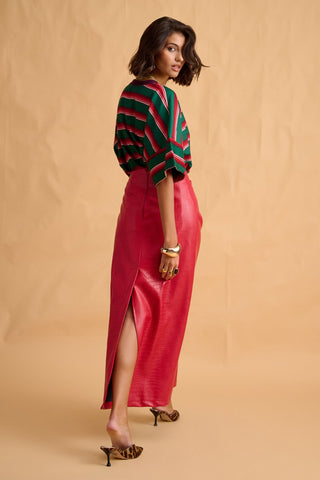 karavan clothing fashion fall winter 25 homecoming collection annie skirt red