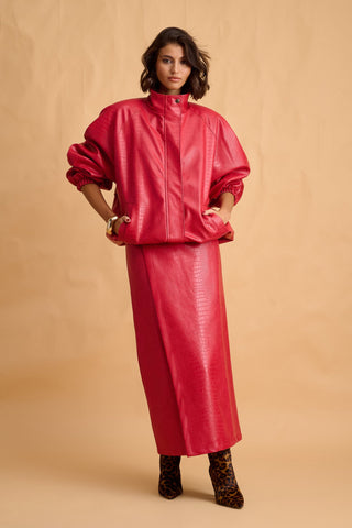 karavan clothing fashion fall winter 25 homecoming collection alize jacket red