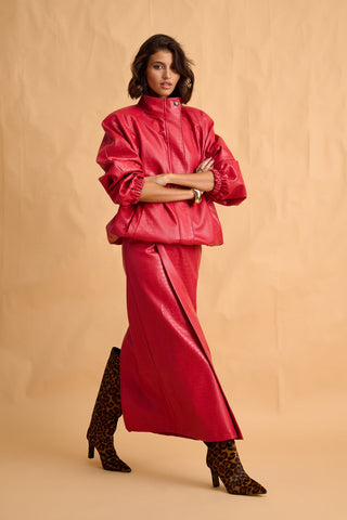 karavan clothing fashion fall winter 25 homecoming collection annie skirt red