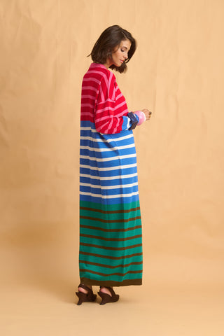 karavan clothing fashion fall winter 25 homecoming collection althea knitted dress blue red pink stripes