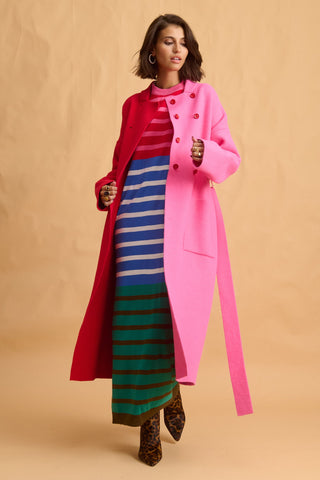 karavan clothing fashion fall winter 25 homecoming collection cameron knitted coat pink red