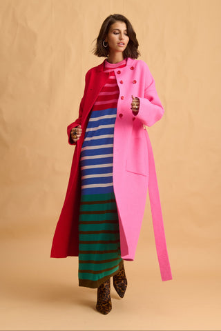 karavan clothing fashion fall winter 25 homecoming collection althea knitted dress blue red pink stripes