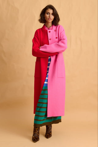 karavan clothing fashion fall winter 25 homecoming collection cameron knitted coat pink red