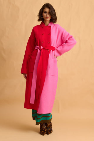 karavan clothing fashion fall winter 25 homecoming collection cameron knitted coat pink red