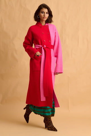 karavan clothing fashion fall winter 25 homecoming collection cameron knitted coat pink red