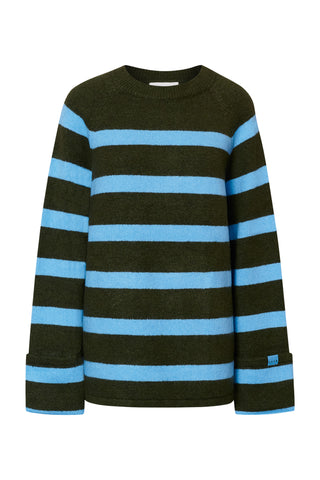 karavan clothing fashion fall winter 25 homecoming krvn collection amaryllis sweater light blue khaki stripes