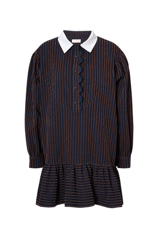 karavan clothing fashion fall winter 25 homecoming krvn collection amber mini dress blue brown stripes