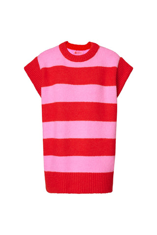 karavan clothing fashion fall winter 25 homecoming collection amelia knitted vest pink red stripes