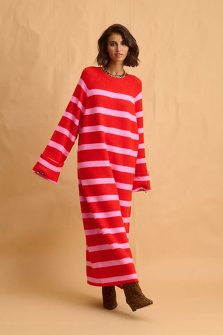 karavan clothing fashion fall winter 25 homecoming collection amira knitted dress pink red stripes